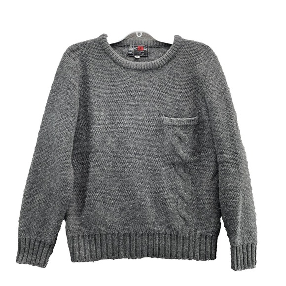 Vintage Pure Wool Sweater Men's Medium Cable Knit Fisherman Chunky Winter Preppy